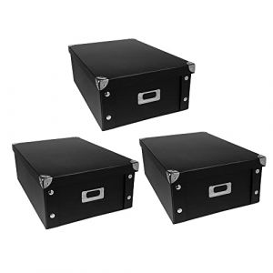 Ideen mit Herz Lot de 3 boîtes de rangement avec couvercle - Pliable - En carton et métal - 16 litres - 40,5 cm x 28 cm x 14,5 cm (noir) (Ideen mit Herz, neuf)