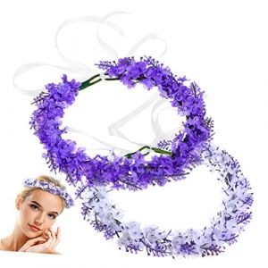 SHERCHPRY 2 pi&egrave;ces Couronnes de Fleurs Artificielles avec Ruban Accessoires pour Mariage Bord de Mer F&ecirc;te et Photo (Dnna Huang, neuf)