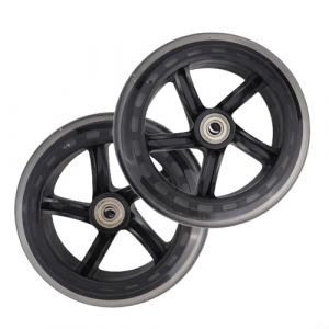 Lot de 2 roues de scooter, 125 mm à 200 mm avec roulements pour scooters, patins à roulettes, chariots, diamètre du trou central 8 mm (125 mm x 24 mm translucide) (Zhao Zhao, neuf)