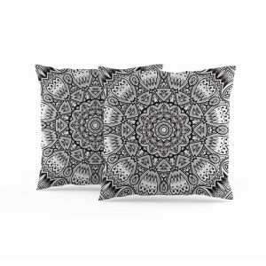ggaimwf Housses de Coussin marocaines 60x60cm Noir Coussins Ethniques Boho Style Indien Abstrait Mandala Arabesque Méditation Moderne Housse de Coussin pour canapé Salon Lit Taie d'oreiller Lot de 2 (ggaimwf EU, neuf)
