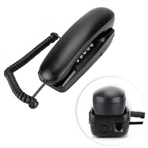ASHATA T&eacute;l&eacute;phone Fixe Mural, t&eacute;l&eacute;phone Fixe Filaire, t&eacute;l&eacute;phone Mural T&eacute;l&eacute;phone Compact, t&eacute;l&eacute;phone Fixe T&eacute;l&eacute;phone analogique avec Fonction de Mise en sourdine/Flash pour l'h&ocirc;tel de Bureau(Noir) (Richer-R123, neuf)