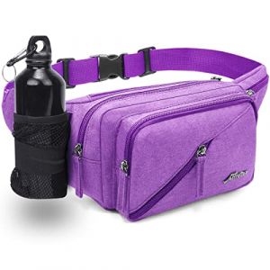 REETEE Sac Banane Homme Femme Sac Sacoche Banane avec Porte Bouteille, Ceinture r&eacute;glable Sacoche Banane Ville pour Balade Escalade Voyage Randonn&eacute;e Sport Fanny Pack Waist Pack (Violet) (REETEE, neuf)
