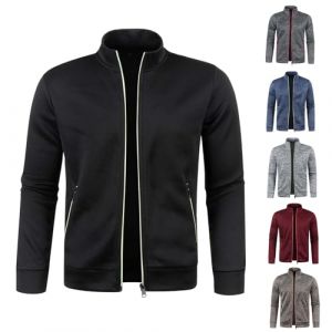 Sweat Sans Capuche Zippé Col Montant Homme - Veste Cardigan Sportswear Hiver - Manteau Blouson Mi-Saison - Pull Col Roulé Demi-Fermeture Éclair - Couleur Unie (yangmingmingamz, neuf)