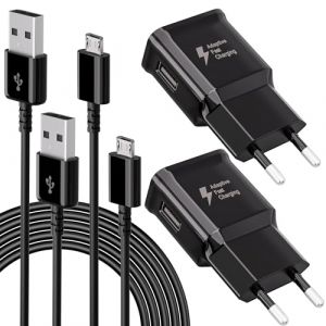 2-Pack USB Chargeur m&acirc;le, Chargeur Rapide Alimentation avec 1,5M Micro C&acirc;ble USB pour Samsung Galaxy S7 S6 Edge S5 S4 S3 S2 A03 A7 A9 A10 J8 J7 J6 J5 J3, Tab 4, Tab S2, Android Smartphone (kayshow, neuf)