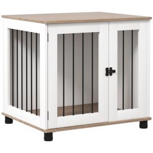 PawHut Cage pour Chien Animaux sur Pieds 2 en 1 avec Porte verrouillable, Table d'appoint, Panneaux de Particules et métal, Dimensions 73L x 60l x 68H cm (Aosom FR, neuf)
