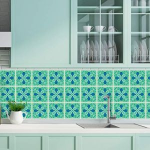 AREDE 32 x Feuilles Mural Stickers Carrelage 2D Imperm&eacute;ables Carreau de Ciment Adhesif, Autocollants Carreaux Dosseret pour Cuisine, Salle de Bain la D&eacute;coration &agrave; la Maison / 10 x 10 cm / T1009 (AREDE HOME DECOR, neuf)