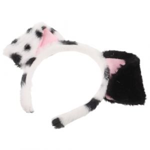 MAGICLULU Serrage-t&ecirc;te Oreilles de Chien Dalmatien Noir et Blanc en Peluche Douce, Bandeau Cosplay Animal pour F&ecirc;te et D&eacute;guisement Adulte, Accessoire L&eacute;ger et Confortable pour Soir&eacute;e (Rianley, neuf)