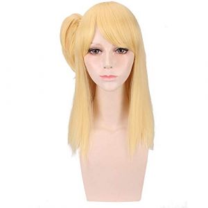Perruque de cosplay Anime Fairy Tail Lucy Heartfilia Doré Longue Droite Perruque Cosplay Costume Cheveux Synthétiques Résistant à la Chaleur Femmes Cosplay Perruques (GUANBAIJI1982, neuf)