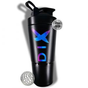DIX SHAKER proteine 750 ml ✗ En Acier Inoxydable Avec Compartiment 60 gram pour poudre ✗ Bouteille Sport ✗ Sans BPA ✗ (NOIR) (DIX, neuf)