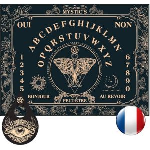 Majestic's Planche Ouija en Français Bois (40 cm x 30 cm) - Table Oui Ja avec Goutte Offerte (Majestic's Boutique, neuf)