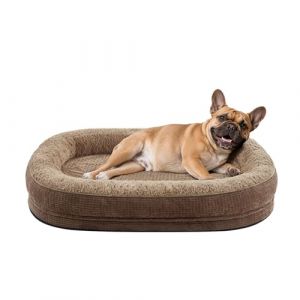 Panier Chien Moyen Taille Orthopedique, Memoire de Forme Lit pour Chien, Canapé Chiens Dehoussable Lavable, Lit Ovale Imperméable, Brun (Topets-EU, neuf)
