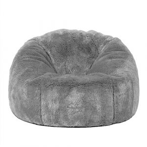 Chaises Pouf for Adultes Enfants (Sans Remplissage), 2.3-5ft Housse Pouf Poire en Fausse Fourrure pour Salon Chambre Moelleux Housse de Canapé Ottoman Relax Lounge Futon(Light grey,2.3ft-D70cm-cover) (BiaoChuang.YS, neuf)