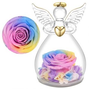 Yamonic Rose Eternelle Cadeau Maman,Ange Figurine en Verre avec Fleur Eternelle Cadeau Femme,Cadeau Anniversaire Femme,Ange Noel,Cadeau Mamie,Ange Gardien,Cadeau Noël/Fête des Mères (Yamonic Direct Store, neuf)