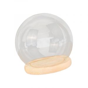 Cloches en Verre Transparent, Dôme D'affichage en Verre avec Socle en Bois, Dôme en Verre Cloche Vide Terrarium, Cloche en Verre Vide pour Table Pièce Maîtresse Souvenir Cadeau Décoration, 10CM (Grand Plaisir 360, neuf)