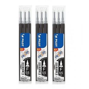 Frixion Point Lot de 9 recharges ultra fines effaçables Noir 0,5 mm (NOVEO BURO, neuf)