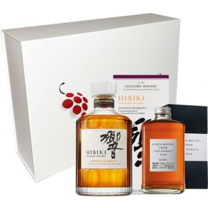 VINADDICT Coffret Cadeau Whiskys Japonais - Hibiki Harmony 70cl et Nikka From the Barrel 50cl, 2 Bouteilles, Coffret Blanc Aimant&eacute; (Vinaddict, neuf)