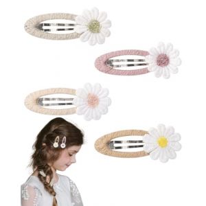 JUKOTA Lot De 4 Barrettes &Agrave; Cheveux En Tissu Pour Enfants - Ornements De Fleurs - Barrettes &Agrave; Cheveux L&eacute;g&egrave;res, barettes cheveux fille, barrette fille, Pour Petites Filles (CAR PARTS FOR ALL, neuf)
