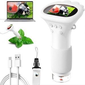 Ashfly Kids Pocket Microscope, Microscope Portable 50X-200X avec &eacute;cran IPS 2" et 8 lumi&egrave;res LED pour la Photo et la vid&eacute;o, Cadeau Microscope pour Enfants 3+ - Blanc (Ashfly-EU, neuf)