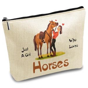 CREATCABIN Trousse de Maquillage pour Femme Motif Chevaux Trousse de Voyage avec Fermeture Éclair Trousse de Toilette Multifonction Sac de Rangement Organisateur pour Amie Fille Employé Cadeau 25x18cm (CREATCABIN FR, neuf)