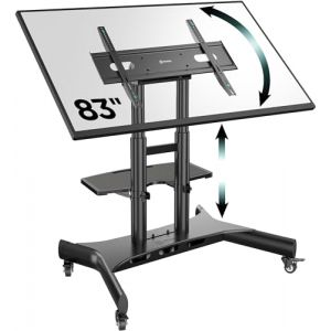 ONKRON Support TV roulettes pour 50-83 Pouces Ecran & Panneau Interactif, Meuble TV sur roulettes Poids de 70 kg - Pied TV Roulette VESA 100x100-800x500/Chariot Support TV Inclinable TS1380-B Noir (ONKRON Technologies, neuf)