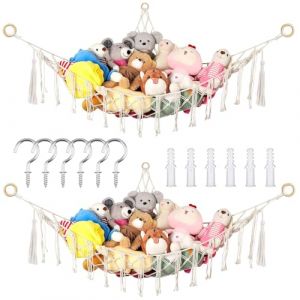 XSHAO&reg; 2 Pcs Filet Peluche &agrave; Suspendre, Hamac de Rangement avec 6 Crochets Filet Rangement Peluche pour Animaux en Peluche/Chambre D'enfant/Jouets pour Chambre 120 x 100 cm (XSHAO, neuf)