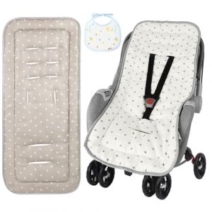 AOGOE Coussin Poussette Universelle, Coussin Réducteur de Landau Réglable, Coussin Poussette Bebe Confort 100% Coton, Doux et réversible,Infant Coussin Pad,Anti-transpiration, Respirant, Absorbant (AOGOE-EU, neuf)