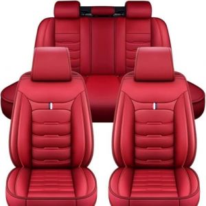 YoQIK Auto Ensembles Housses Siège Universelles pour Ford C-Max 2010-2015,Cuir Avant Arrière Coussins Couvre Respirant Imperméable Protections Accessoires,C/Red (DGSGHHR, neuf)