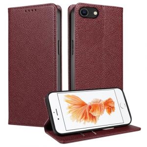 FERLAN Coque pour iPhone 6/iPhone 6S,Etui Fente pour Cartes [RFID Blocage] Housse Cuir V&eacute;ritable Support Portefeuille Protection Coque avec iPhone 6/iPhone 6S - Vin Rouge (BiBoDan, neuf)