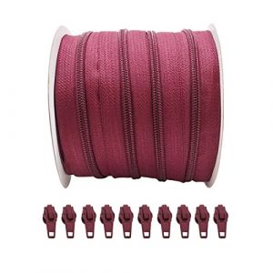 25 M&egrave;tres Rouleau de Fermeture &Eacute;clair Continue en Nylon + 10 Curseurs Automatiques en M&eacute;tal 5#, fermeture &eacute;clair pour coudre des v&ecirc;tements, fermeture &eacute;clair au m&egrave;tre,grenat 178, 25 m&egrave;tres +10 C (J Y C, neuf)
