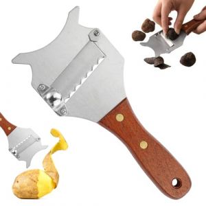 Trancheur de Truffes avec Lame R&eacute;glable et Poign&eacute;e en Bois,Rasoir &agrave; Truffe Professionnelle R&acirc;pe &agrave; Fromage,Trancheuse &agrave; Truffe en Acier Inoxydable,Coupe-Truffe pour Champignons,Fromage,Chocolat,Ail (USMSXZS, neuf)