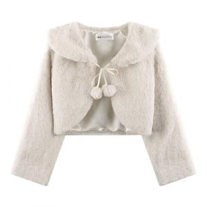 Bolerose Les Filles Confortable Fausse Fourrure Enfants Enfants Bol&eacute;ro Bol&eacute;ro en Maille Veste Portefeuille Manteau (Beige, 5-6 Ans) (Sapphire Stitch, neuf)