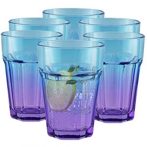 TREND FOR HOME 6 Verre a Eau Lot de 6 Verres Colorés 425 ml Grand Verre à Cocktail Verres à Eau Verres à Jus et Soda Verre a Smoothie Tumbler Verre Bleu Violet | Gigi Dreamy Sunset (Trend Ecommerce, neuf)
