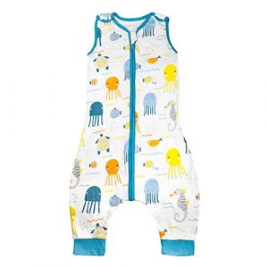 MOEMOE BABY Gigoteuse Été,Gigoteuse a Pied Tog 0,5 Gigoteuse avec Jambes,Sac de Couchage pour Enfant,Turbulette Ete 100% Coton Fille Garçons,Longueur 81cm,18-36 Mois,Méduse,M (MoeMoeEU, neuf)