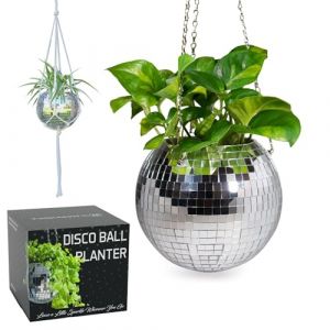 SCANDINORDICA Jardini&egrave;re Boule Disco &ndash; Pot de Fleurs Boule &agrave; facettes avec cha&icirc;ne et Corde en macram&eacute;, Boule a Facette, Cadeaux Femmes | D&eacute;coration d&rsquo;int&eacute;rieur &ndash; 20 cm Argent (SCANDINORDICA FR, neuf)