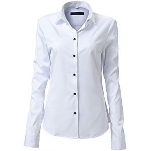 Chemise Femme Manche Longues, Chemise Basic Casual ELéGant Bureau Tunique Femme Mode Tee Top Haut Blouse,Blanc,48 (UK 20) (AVTIFIT, neuf)