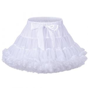 LACOFIA Jupe Tutu en Tulle pour Fille Princesse Tutu Pettiskirt pour Enfant Mini Jupe &agrave; Bulles pour la F&ecirc;te et la Danse Blanc L 8-10 Ans (Lacofia, neuf)