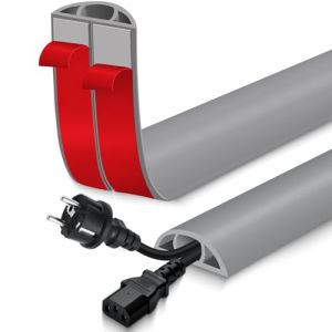 Passage de Cable au Sol adhésif goulotte Passe Cable Flexible en PVC pour la Management Bureau de Sol (Gris, 50mm×1m) (Lefunom-eu, neuf)
