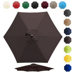 Toile De Rechange Pour Parasol De 200cm 270cm 300cm 6/8 Baleines, Auvent De Rechange Pour Parasol D'extérieur, Polyester Anti Uv 50+, Résistant À La Décoloration(Color:Brown,Size:6 ribs-3m(9.8ft)) (banshandaoren, neuf)