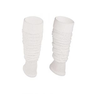 Ateena Jambières en Laine pour Dames, d'Hiver en Tricot Doux au Crochet à Motif à Chevron, Femmes Guêtres pour la Danse, Ballet, Poignets de Bottes Chunky, S/M size, Blanc (bwtrading, neuf)