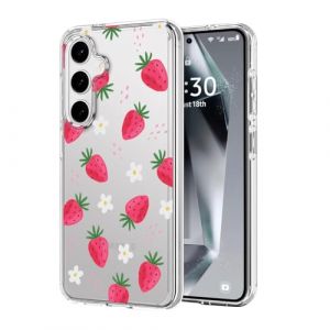 DiyGody Coque Transparent Compatible avec Samsung Galaxy S25 FE 6,7 Pouces, Housse en Silicone TPU Ultra Fine avec Fraises & Fleurs pour Femmes, &Eacute;tui de Protection Antichoc Anti-Rayures Antid&eacute;rapant (DiyGodyEU, neuf)