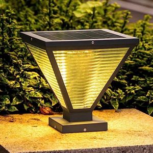 RCIDOS Lampe De Pelouse Solaire De Phare De Poteau De Cl&ocirc;ture Ext&eacute;rieure Cl&ocirc;ture Pilier Lampe Aluminium Ext&eacute;rieur Verre Post Light Lumi&egrave;re De Chapeau De Poteau De R&eacute;verb&egrave;re Avec La Base De B&acirc;ti De Pil (chendongkui, neuf)