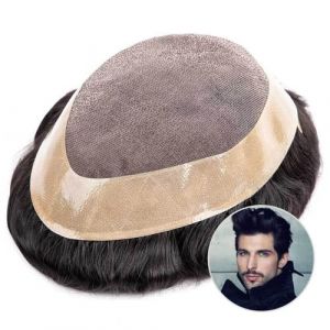 Perruques Pour Hommes Postiche en cheveux humains for hommes 6" Système de remplacement de cheveux indiens Revêtement fin monopoly autour du postiche for hommes Prothèse capillaire masculine durable P (longlongshangmaohang, neuf)