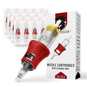 WARRIOR PRO Cartouches aiguilles tatouage avec poignée en caoutchouc silicone Cartridges tattoo tatouage Big Magnum 20 pcs Acier chirurgical japonais Maquillage permanent PMU(0.25MM-0823M1) (Z&Z PUNK SHOPPING, neuf)