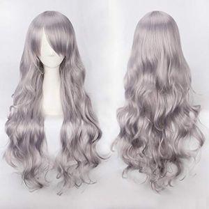 80 cm de long ondulé argent gris beige blanc perruque cosplay costume fête femmes Halloween 80 cm bouclés blond noir perruques de cheveux synthétiques perruque grise commune K027-30 (good stuff A, neuf)