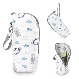 QOWIJEX 1 Pi&egrave;ce Sac Isotherme Biberon, Chauffe-Biberon pour B&eacute;b&eacute;, Sac De Biberon Portable Hangable,Porte-Biberon, Biberon Voyage Isolation Sac,pour Poussette,Voyage en Plein Air(Pingouin) (liangyunuo, neuf)