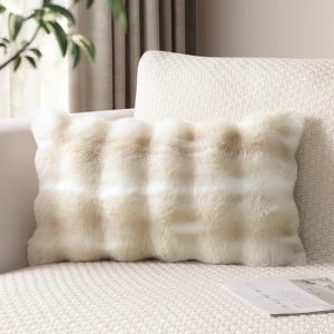 JOTOM Ensemble de 1 Housse de Coussin Moelleuse 40x60 cm Housse de Coussin D&eacute;corative Douce en Fausse Fourrure pour Canap&eacute;, Canap&eacute;-lit, Chambre (16x24 Pouces) (Beige Blanc) (Jotom Europe, neuf)