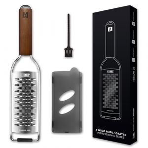 REDSALT® premium râpe à double trachant | INOX 100% inoxydable avec manche en bois | idéale pour le fromage, chocolat carotte beurre parmesan | trancheuse de cuisine professionnelle (STYLE AGENTS, neuf)