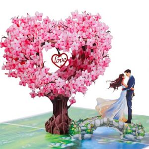 KLVGTIFS Carte Pop Up 3D Romantique, Carte De Saint Valentin, Card de Voeux Anniversaire, Mariage Pop Up Card, Arbre d'amour Voeux Mariage avec Enveloppe, pour Saint-Valentin,Anniversaire (DANSHUI, neuf)