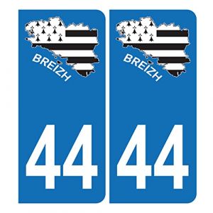 HADEXIA Autocollant Plaque d'immatriculation Voiture 44 Carte Bretagne (Digital Sticker, neuf)