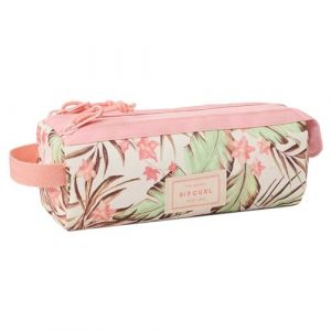RIP CURL Trousse Scolaire Fille 2 Compartiments imprimé Tropical Beige - Polyester recyclé - Toutes Classes dès Le CP (planetebag, neuf)
